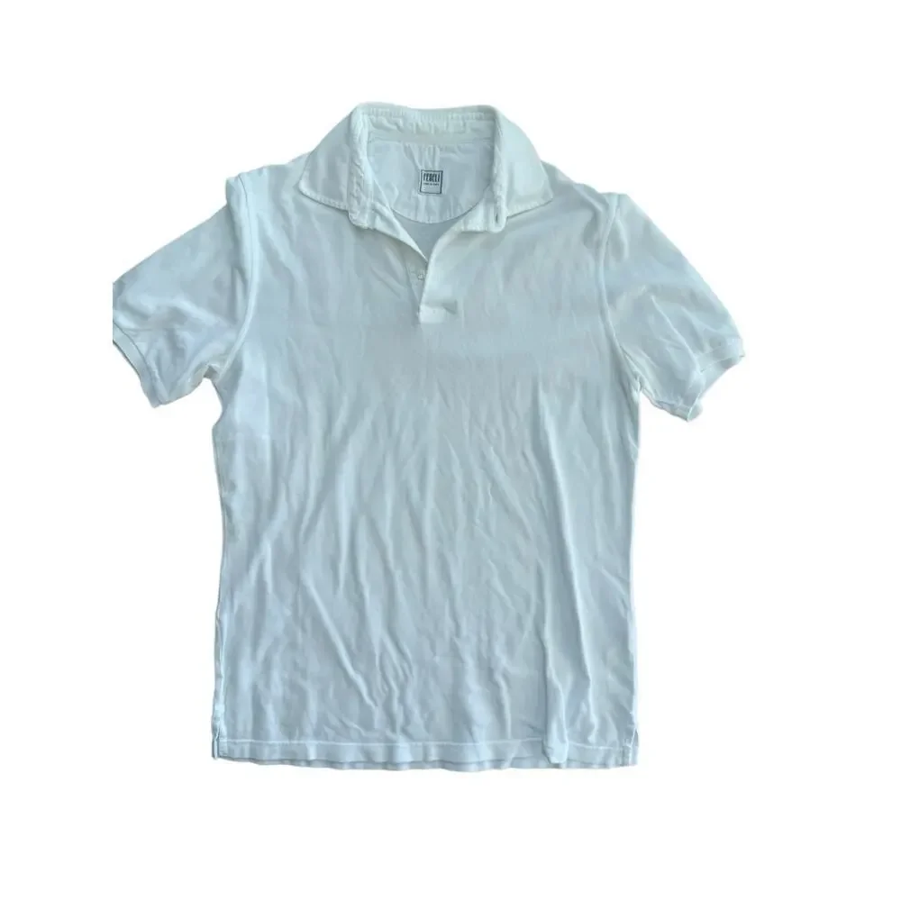 Fedeli Men's White Short Sleeves Button Up Dusty Terry Polo Shirt Size 50 - Picture 1 of 6